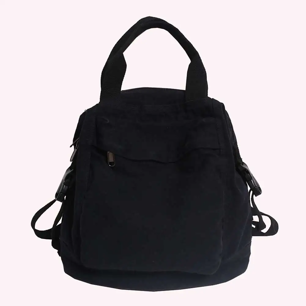 Canvas-Rucksack, einfarbig, Pendeln, Schultasche, Schulrucksack, ästhetischer Hippie-Y2K-Rucksack für Frauen und Mädchen