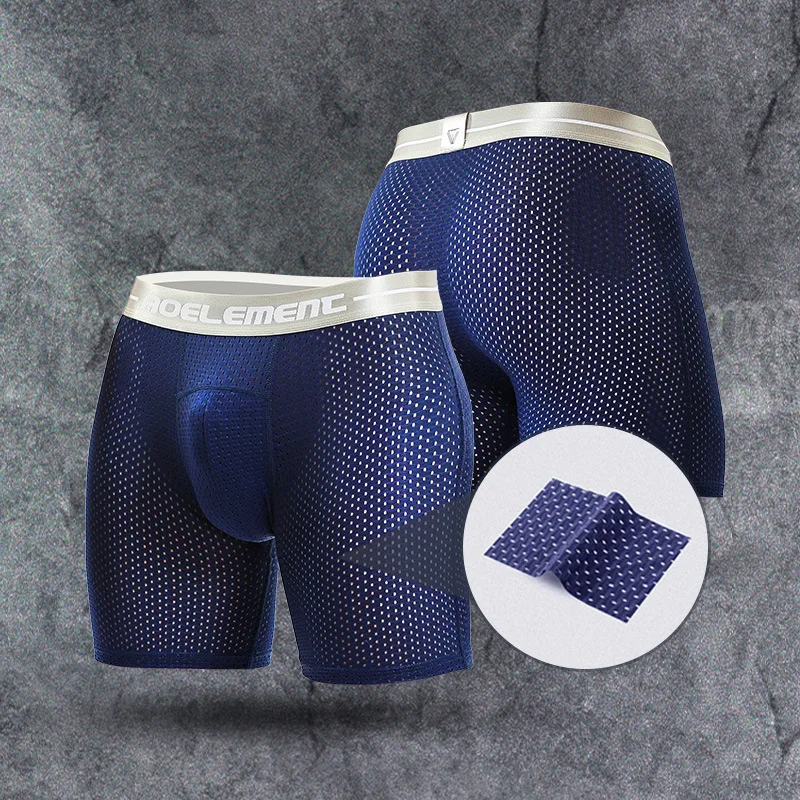 Men\'s Boxers Shorts Mesh Underwear Cueca Ice Silk Panties Man Breathable U Convex Pouch Underpants Male Trunks Large Size XL-6XL