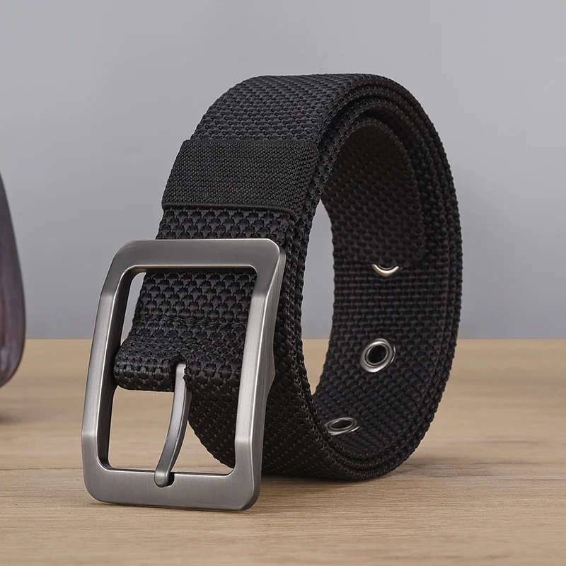 DINISITON Men\'s Nylon Belt Alloy Needle Buckle Belt Military Training Supplies Casual Style Outdoor Sports Belt
