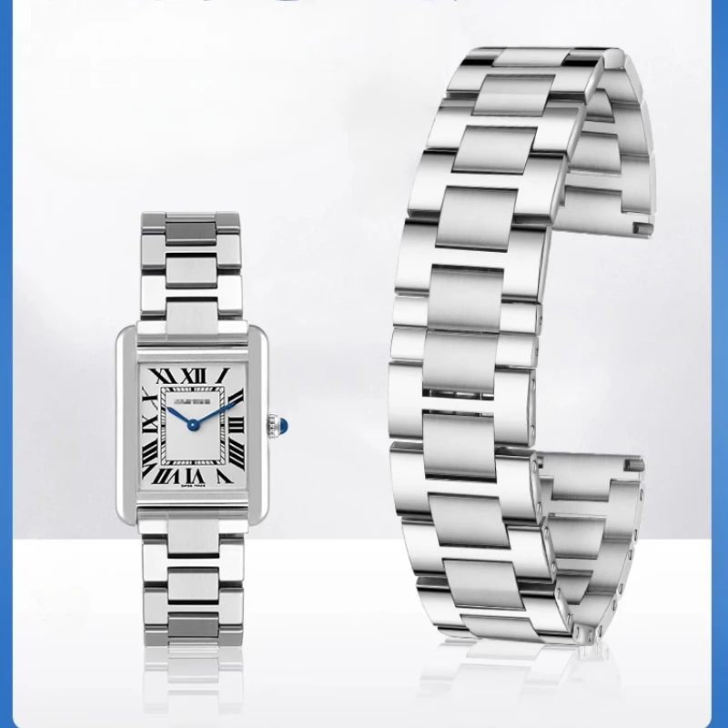 

Special Flat Interface Design Exquisite Watch Accessories for Cartier Tank Solo Ronde Series Solid Stainless Steel Watch Strap