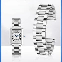 Special Flat Interface Design Exquisite Watch Accessories for Cartier Tank Solo Ronde Series Solid Stainless Steel Watch Strap