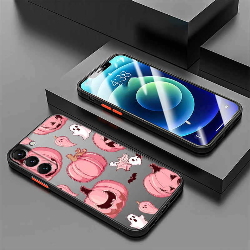 Custodia per zucca di Halloween Happy Ghost per Samsung Galaxy S25 Edge S10 S23 Ultra S9 S24 FE S20 S22 Plus S21 Cover posteriore per telefono