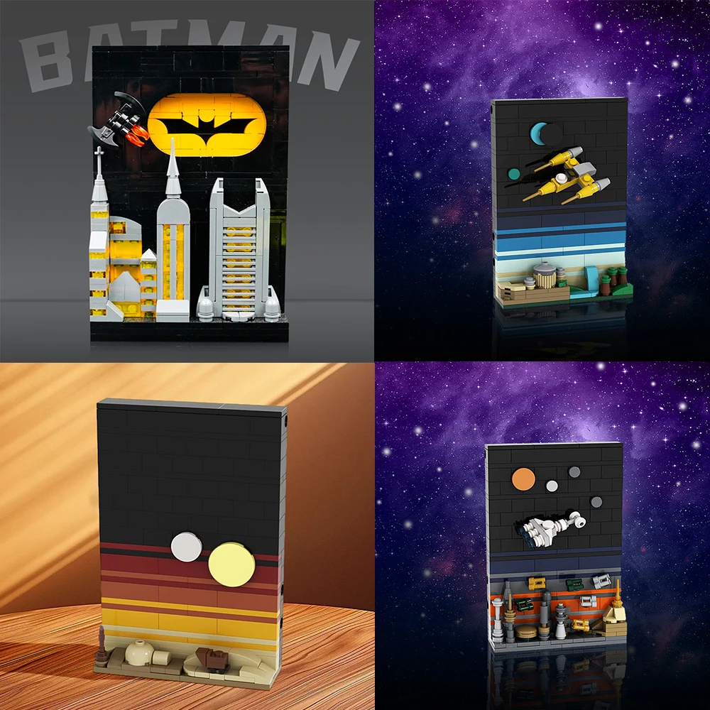 

Creativity MOC Tales of Gotham Postcard and Space Movie Naboo Coruscant Tatooine Postcard set Building Blocks kid Toys Xmas Gift