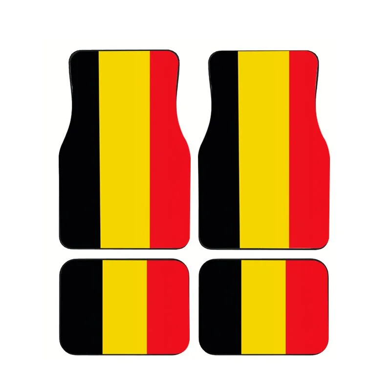 

Belgium Flag Car Floor Mats Universal 4Pcs Set Non-slip Waterproof Carpet Foot Pads For Car Interior Accessories Suit Sedan SUV