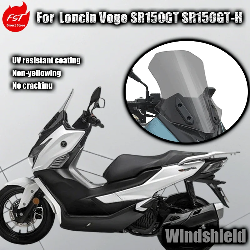 

Модифицированное ветровое стекло для Loncin Voge SR150GT, гибридная версия SR150GT-H, увеличенное по высоте и ширине.