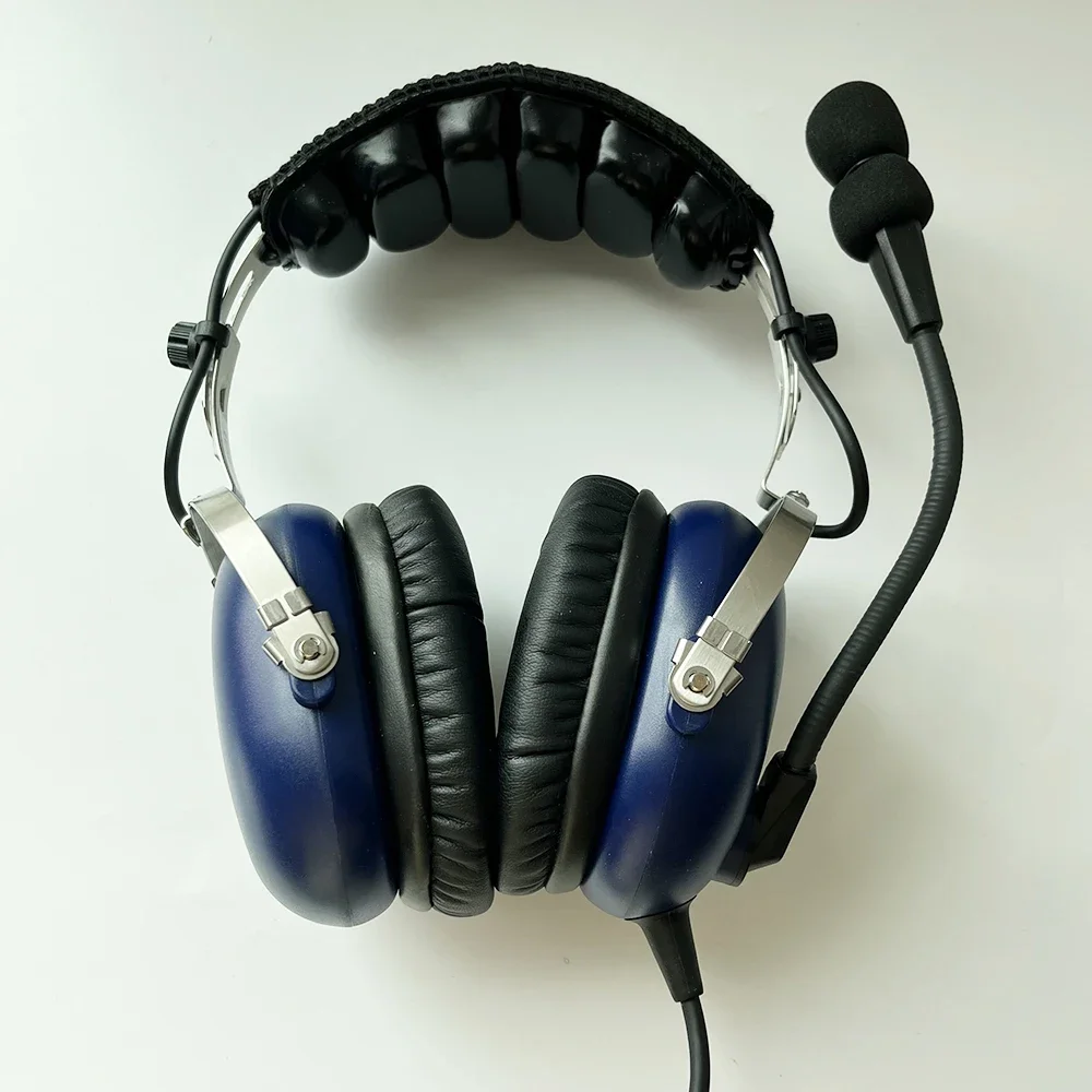 ANR Aviation Headset Pilot Headset Blue Color with Great ANR Active Noise Reduction Effect