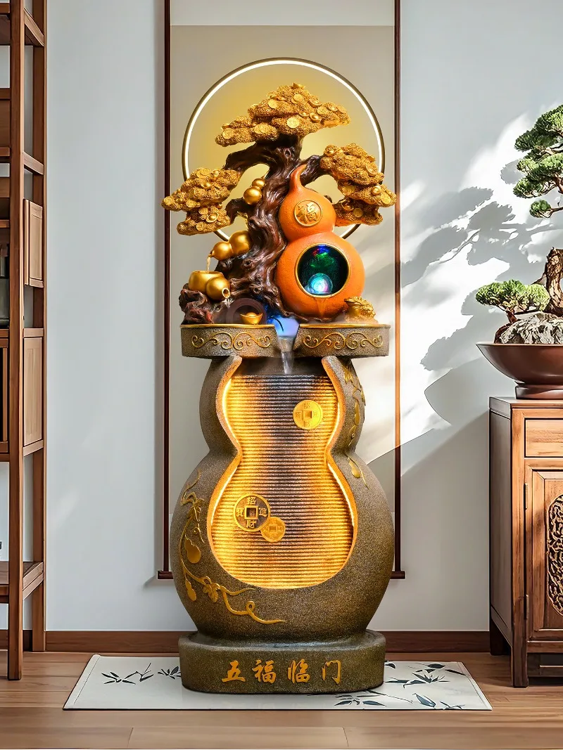 gourd flowing water makes money ornament circulating water living room feng shui wheel floor water feature