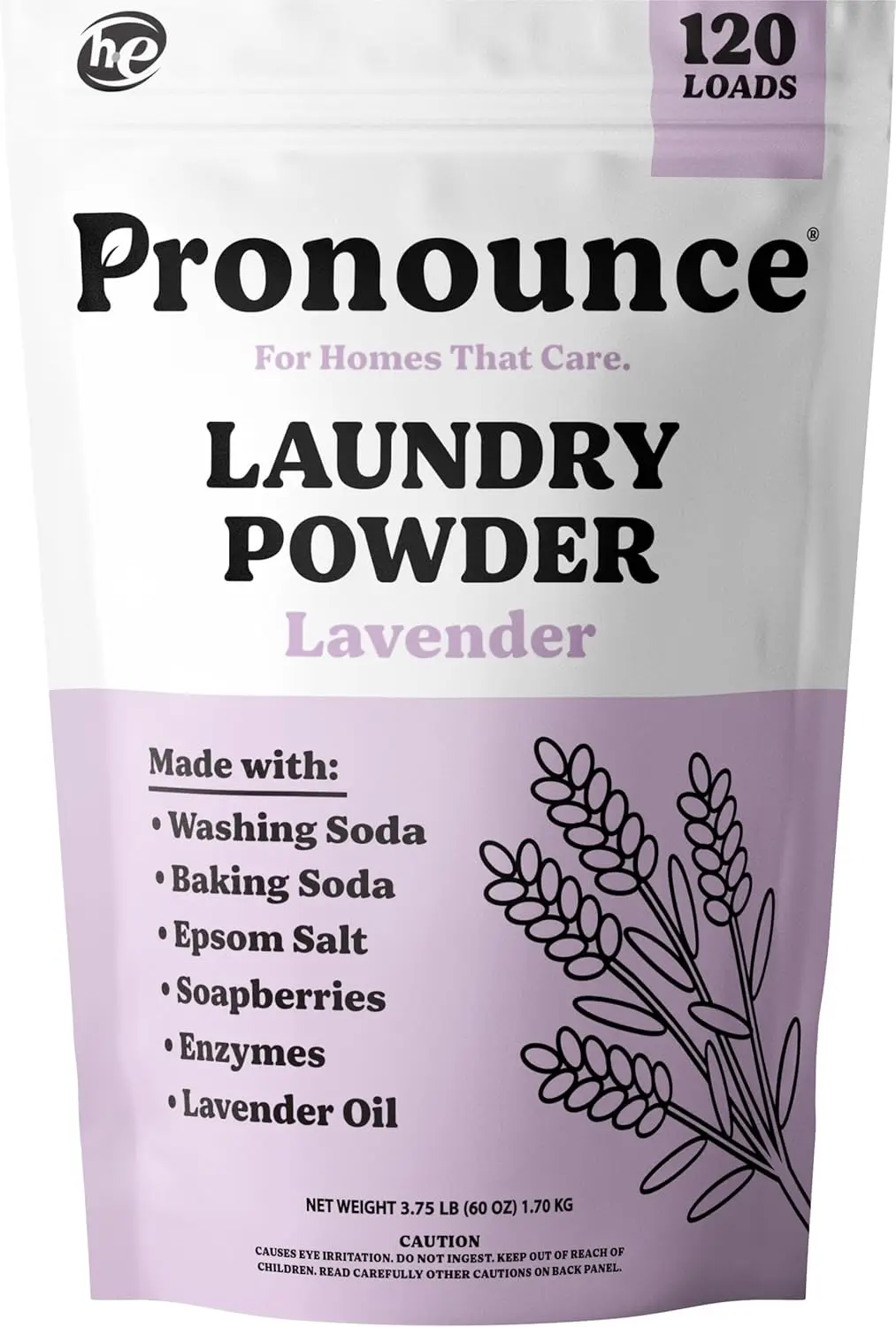 

Lavender Laundry Powder for Sensitive Skin, 120 Loads, HE Safe with Essential Oils