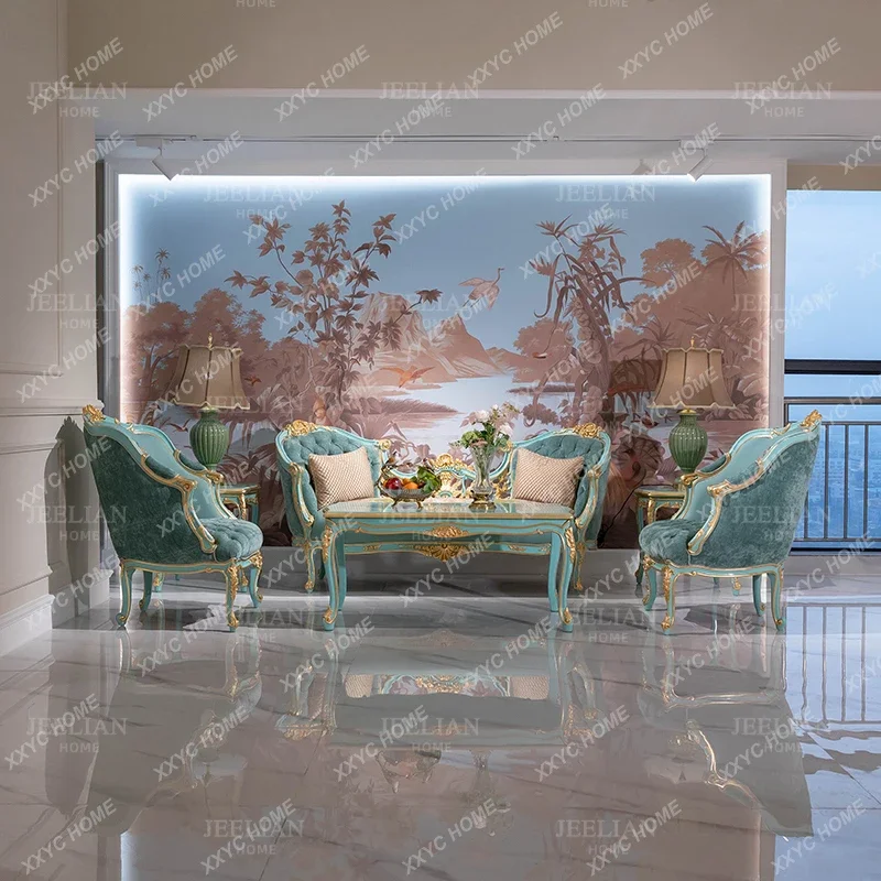 SSgreen heavy industry engraving and gold foil leisure sofa villa living room fabric princess