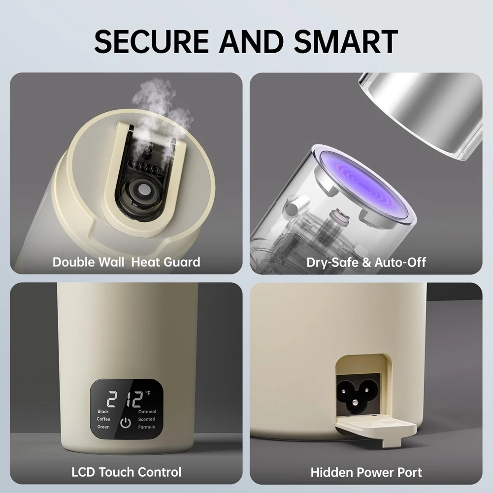 

B88B-LCD Display Electric Kettle With 6 Temperature Controls Ideal For Travel EU Plug