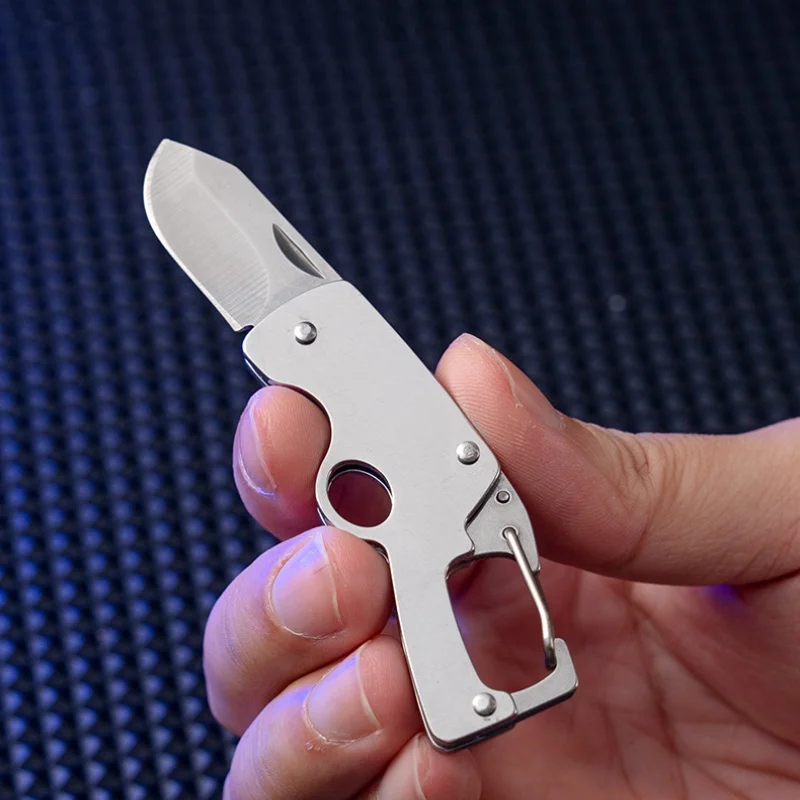 Stainless Steel Mini Folding Knife Keychain Portable EDC Pocket Cutter Outdoor Camping Express Box Opener Daily Utility Tool