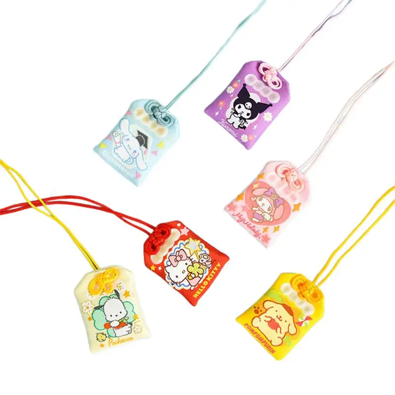 Kawaii Sanrio Omamori Pendant Cute Pompompurin Cinnamoroll Hello Kitty Kuromi Cartoon Good Luck Pendant Creative Girl Gifts