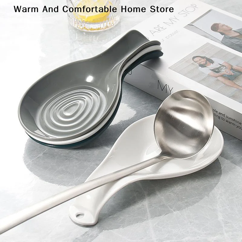 【SE】Ceramic Spoon Rest for Kitchen Large Heat Resistant Cooking Holder Coffee and Tea Accessory