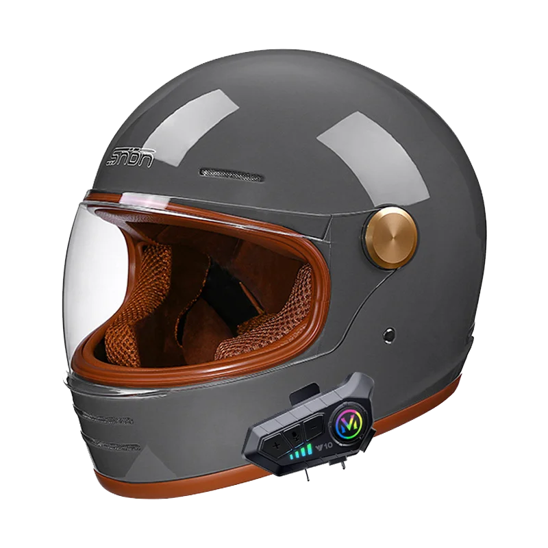 Casco moto integrale retrò con Bluetooth: capacità fuoristrada, materiali durevoli, certificato DOT per una sicurezza migliorata