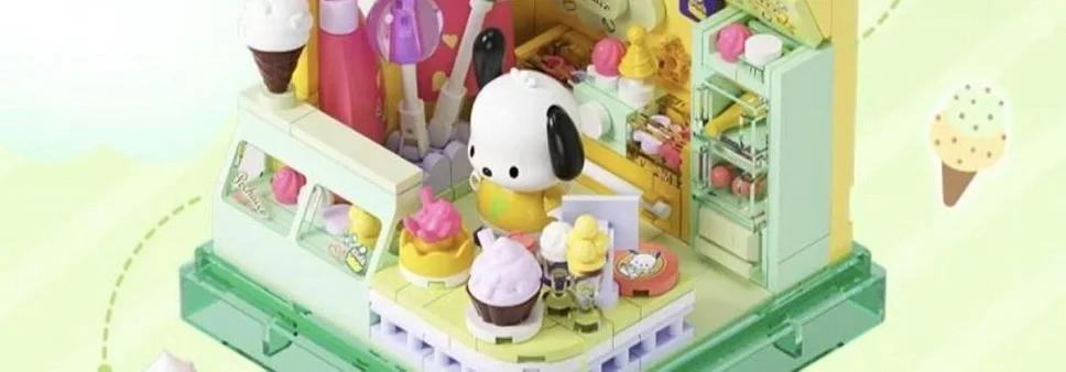 Area-X Anime Sanrio Building Blocks Mini Shop Hello Kitty Kuromi Cinnamoroll Model Decoration Surprise Toys