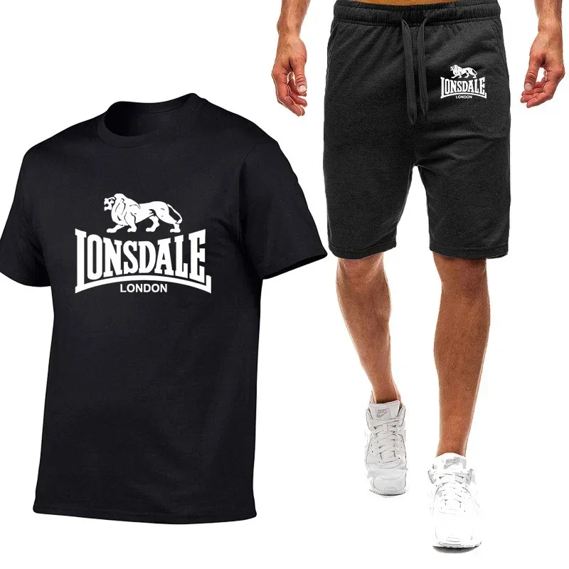 Summer New Lonsdale Printing Men\'s High Quality Nine Color Short-sleeved T-shirt Simple Casual Trendy Casual Movement Man Suit