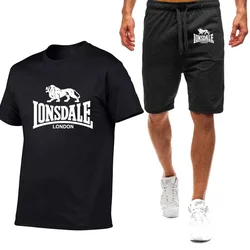 Summer New Lonsdale Printing Men's High Quality Nine Color Short-sleeved T-shirt Simple Casual Trendy Casual Movement Man Suit