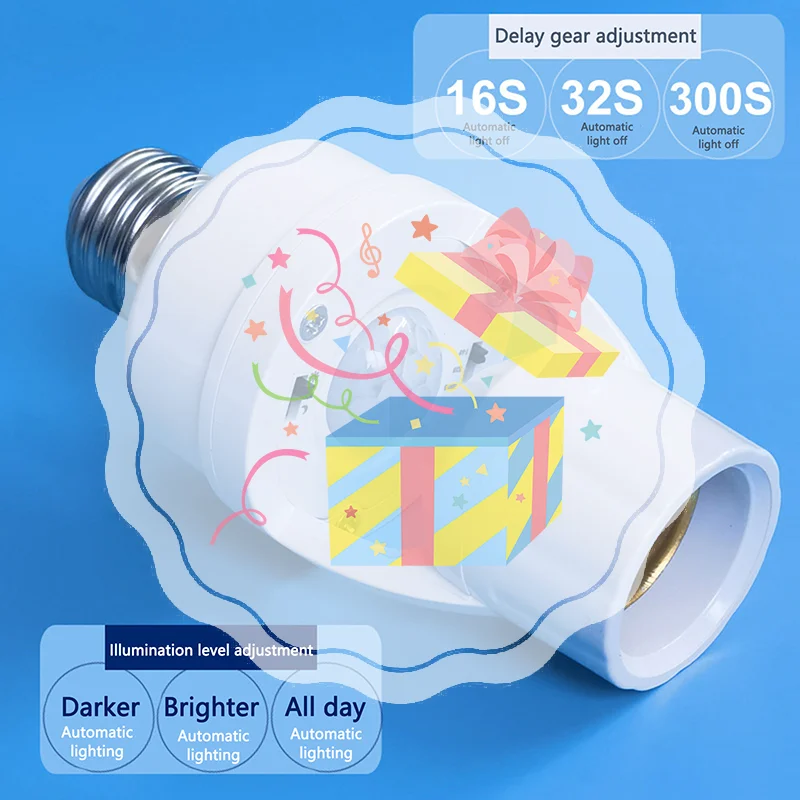 

360 Degrees Human Induction Motion Sensor Lamp Socket Base AC85-265V Delay Time Switch E27 Base Holder Socket Adapter