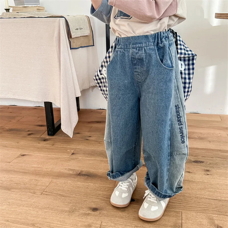 

Fashion Toddler Boys Jeans Harem Pants Kids Clothes 2025 Autumn New Children Loose Denim Trousers Baby Girl Letter Casual Pants