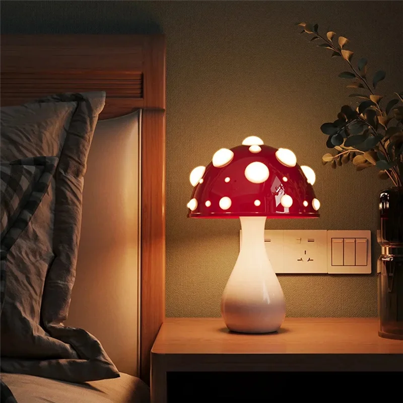 ABBN-Toadstool Lamp, Bionic Mushroom Table Lamp, Hotel Living Room Home Atmosphere Light With Led Three-Color Bulb