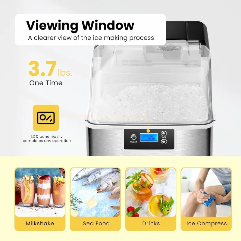 VIVOHOME Nugget Ice Maker controsoffitto, macchina per la produzione di ghiaccio di ciottoli con 44 libbre/giorno, macchina per il ghiaccio portatile morbida masticabile