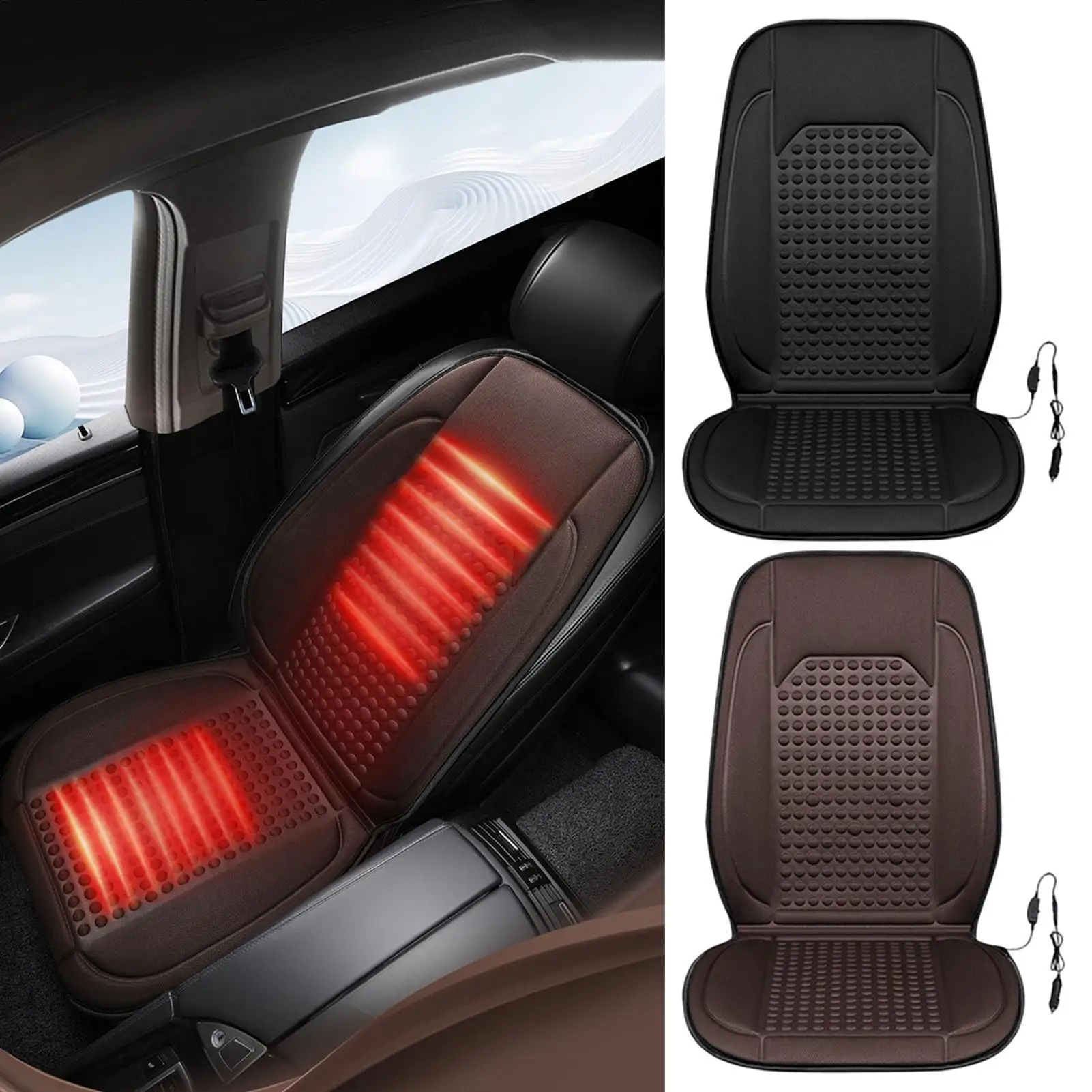 

Heated Car Seat Ergonomic Full Back Cover Comfortable Car Seat Warmers for Vehicle for Truck SUV RV Sedan Automotive Van Cold