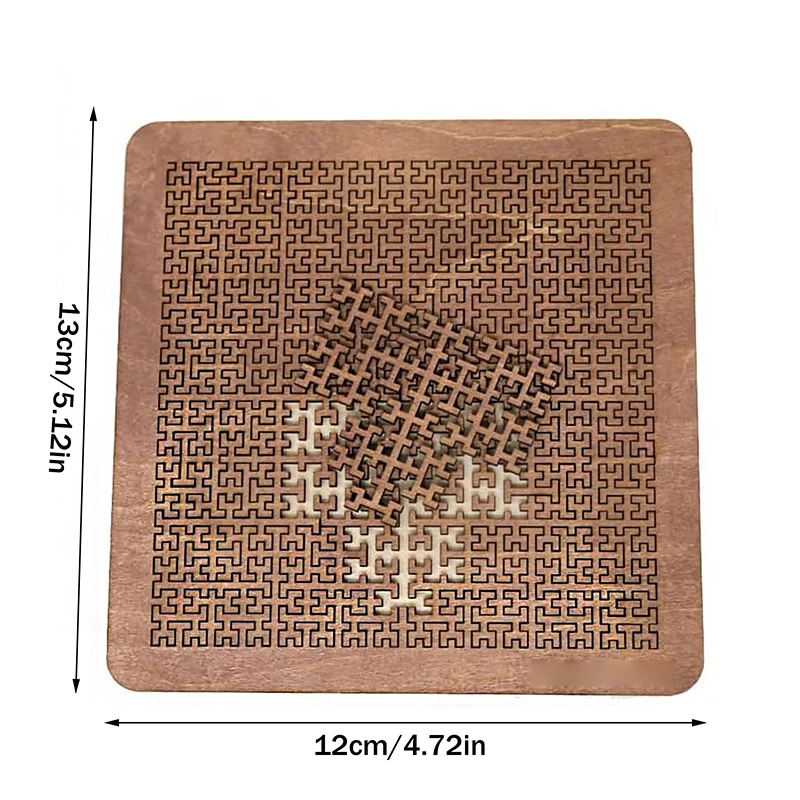 복잡한 프랙탈 트레이 퍼즐, 특이한 모양의 나무 조각 그림 맞추기, 어려운 꼬불꼬불한 미로 도전