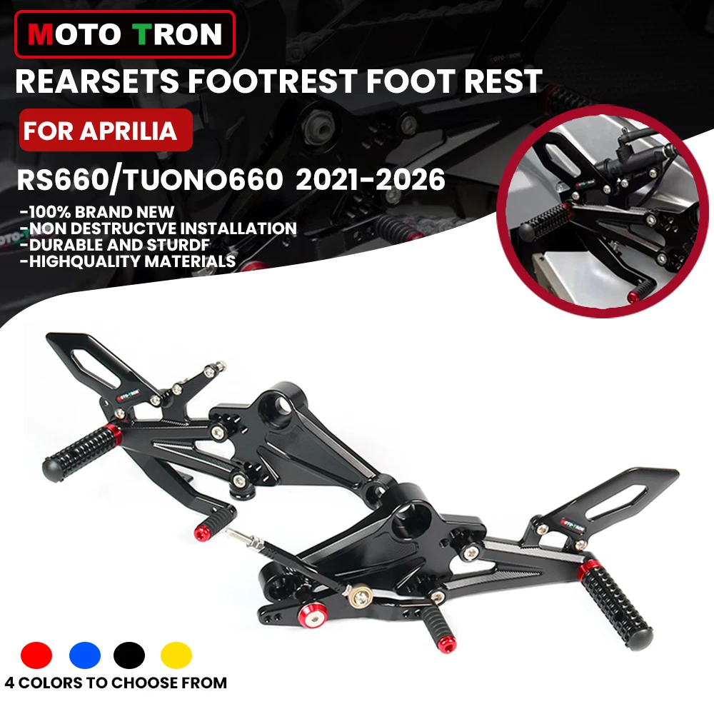 MOTO-TRON Pedane Regolabili CNC per Moto, Set Posteriore per Aprilia RS660/Tuono660 2021-2026