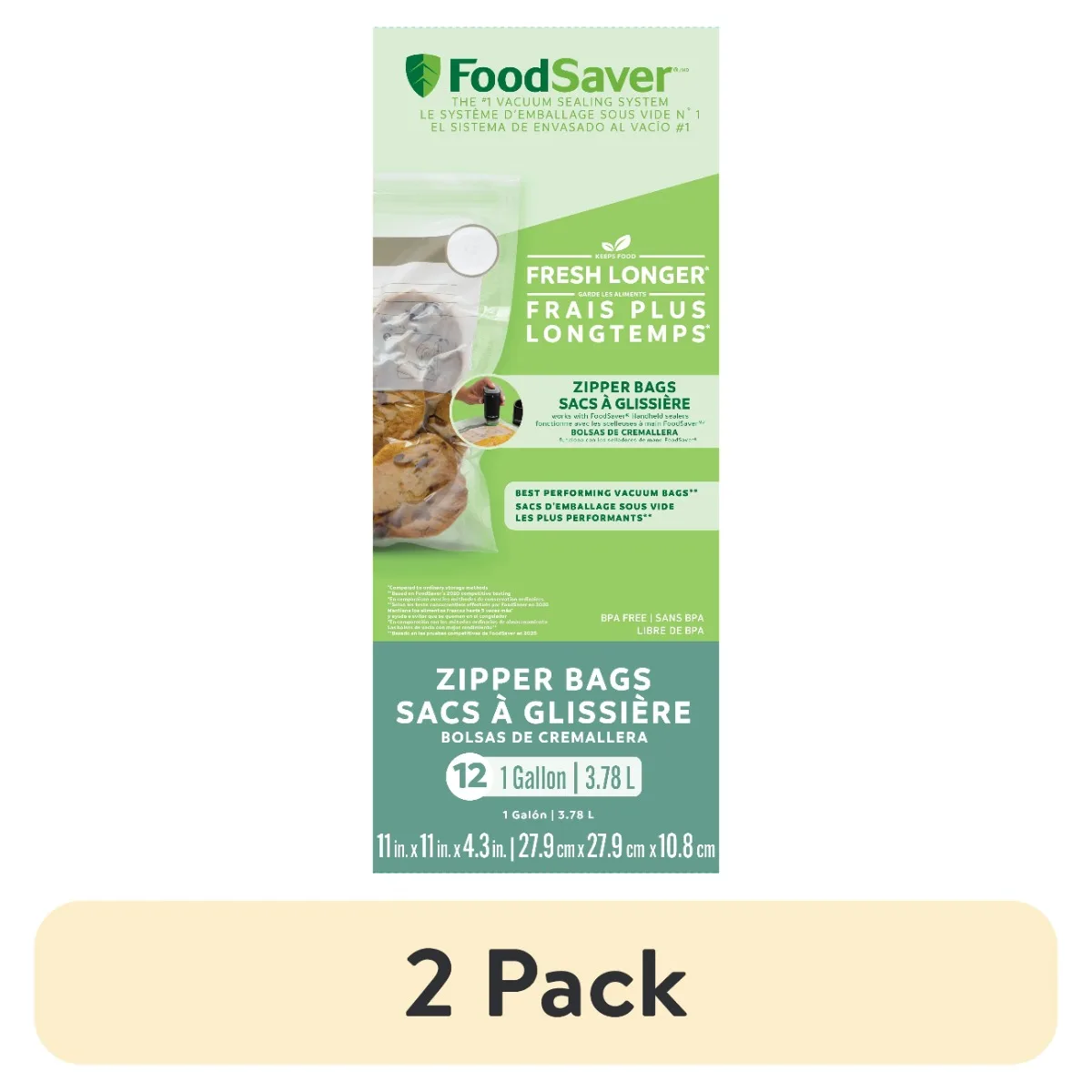 

(2 pack)1 Gallon Zipper Bags 12pk，reinforced double zipper ensures an airtight seal