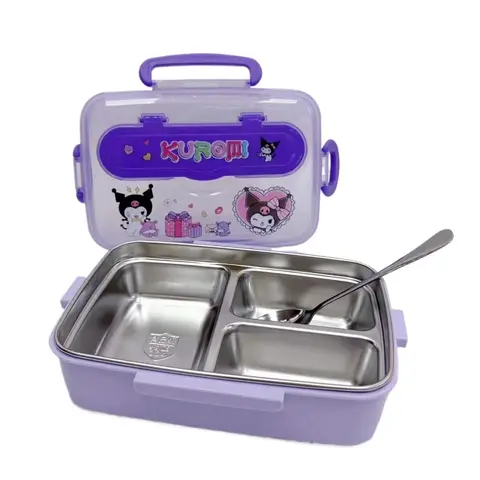 Nuovo cartone animato Sanrio Melody Kuromi in acciaio inossidabile 304 scatola di pranzo isolata Bento Box per ragazze scomparto per studenti Bento Box