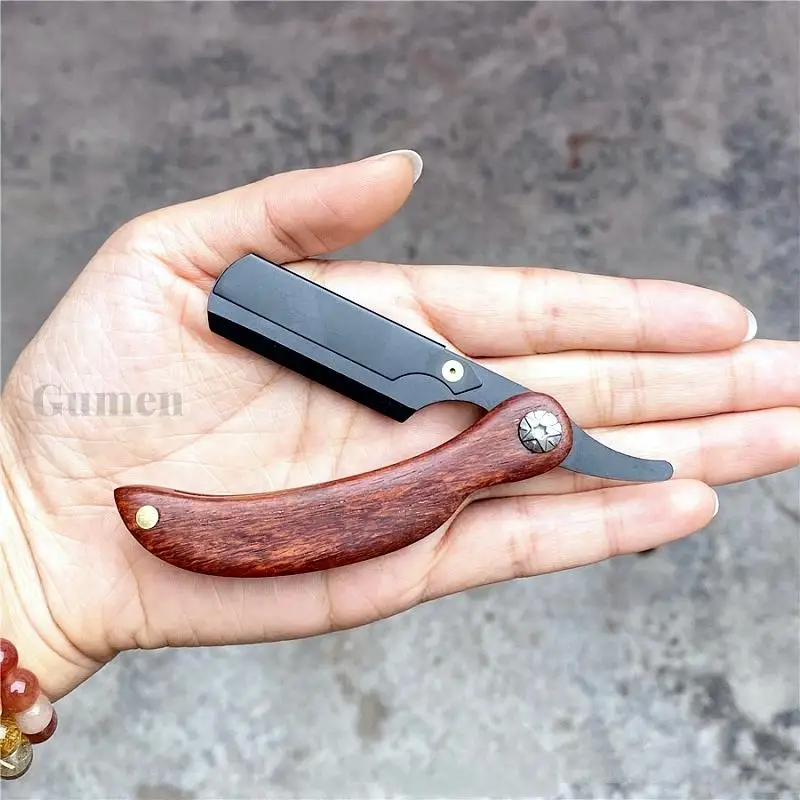 

2023 Portable Folding Mini Razor Shaver Wooden Handle Hand Made Stainless Steel Men's Shaving Tools