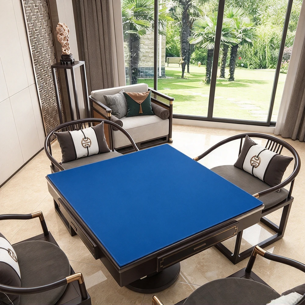 High Quality Solid-Color Mahjong Game Table Mat Multiplayer Game Silent Anti-Slip Lock Edge Rubber Mahjong Mat