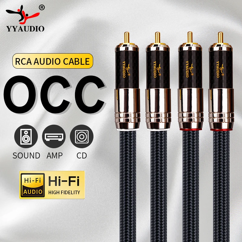 Cabo de áudio estéreo RCA banhado a ouro para Home Theater, amplificadores de TV HD, 2m, 3m, 5m, 2RCA para 2 RCA, macho para cabo de áudio macho