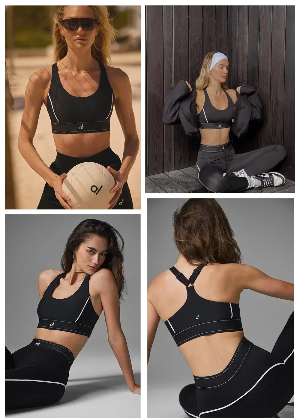 a* Yoga suit with full logo Pilates two-piece sportswear set with soft cushioned skin friendly fabric Yoga Sets Sports Clothing