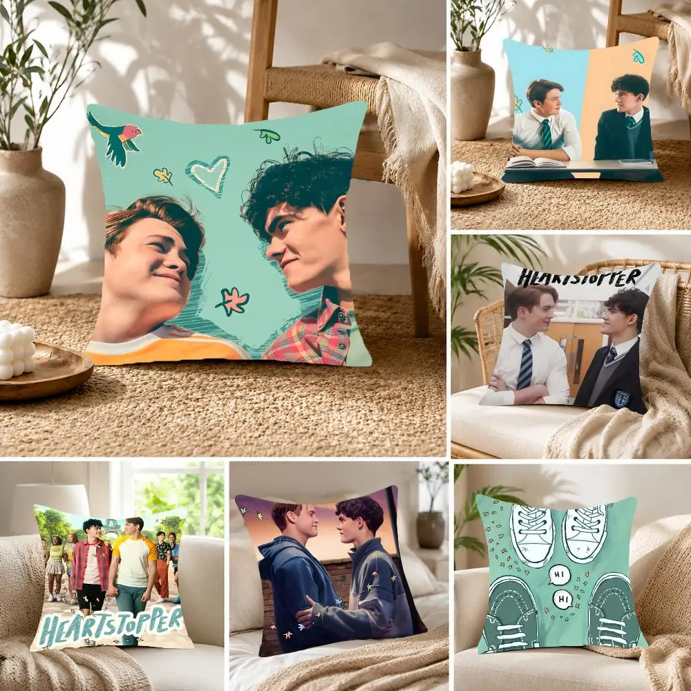 Heartwarming comic Heartstopper Cushion Cover Fluffy velvet Nordic style plush Living room sofa decorative