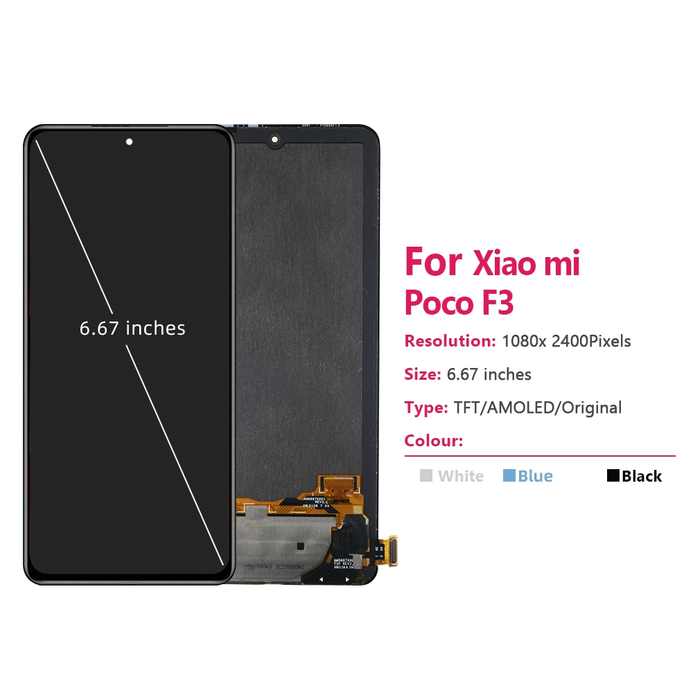 6.67\'\' AMOLED For Xiaomi Poco F3 M2012K11AG LCD Display Touch Screen Digitizer Assembly Replacement For Xiaomi Poco F3 Display