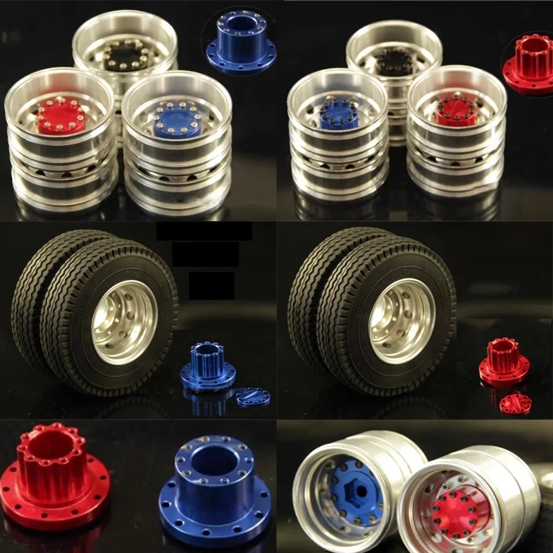 Moyeu de verrouillage de pneus à Double roue arrière en métal, échelle 1:14, pour camion Tamiya RC SCANIA 770S R620 VOLVO BENZ Arocs MAN TGX voiture