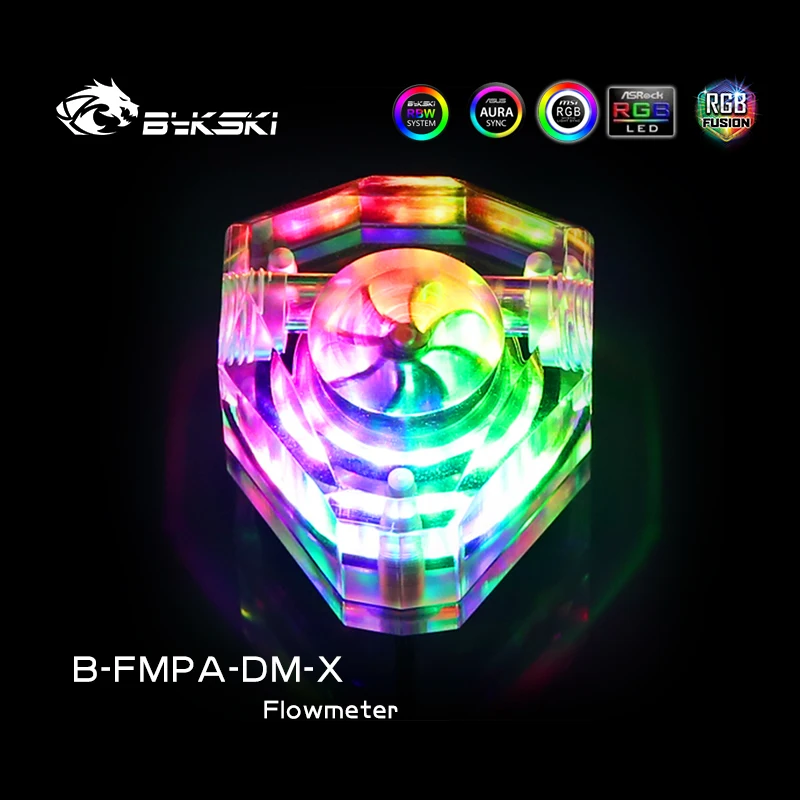 Bykski B-FMPA-DM-X , Acrylic Diamond Shape Water Flow Meter , G1/4 Polygon Water Cooling Flowmeters