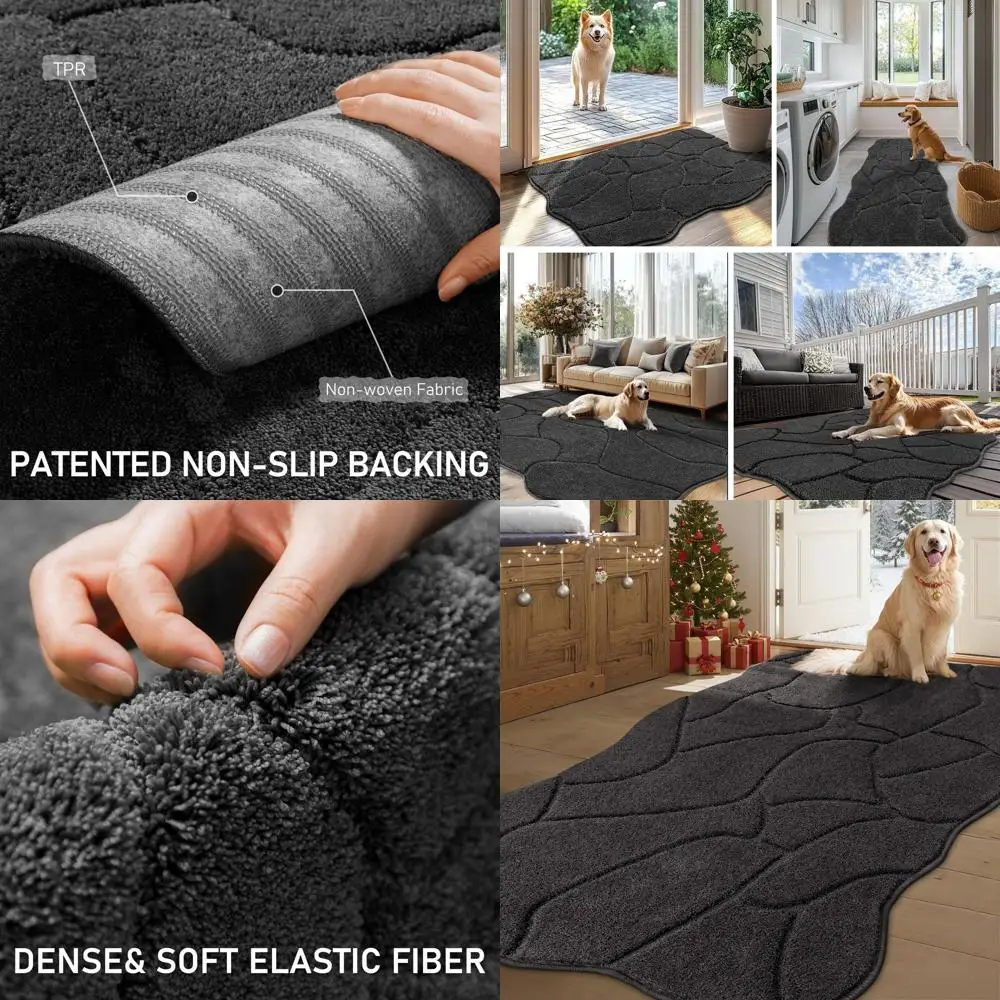 

Очень большой коврик для собак, уголь 35x59, высокая впитываемость, нескользящий, моющийся, грязезащитный стержень для входа за домашними животными, дверь из полиэстера из микрофибры R