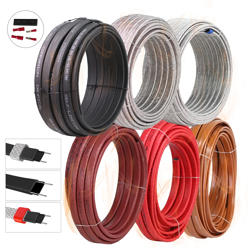 

5-10M 220V-240V Waterproof Self Regulating Heating Cables for Garden Tube in Cold Weather Prevent Pipe Freeze Heat Trace System