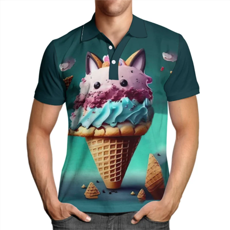 Newest Ice Cream 3D Printed Summer Short-sleeved Men\'s Women Polo T-shirts Fashion Casual Harajuku Shirt Cool High Quality Tops