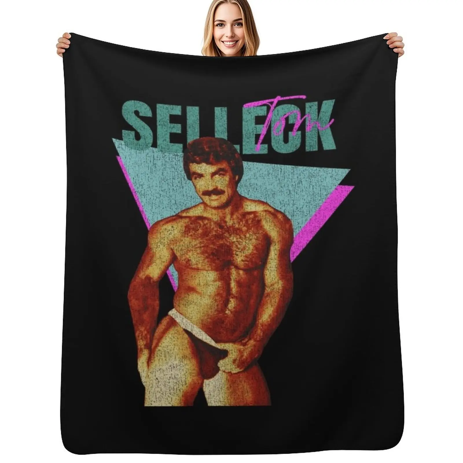 

Vintage Distressed Tom Selleck Throw Blanket Soft Big Luxury St Decorative Throw christmas gifts Blanket