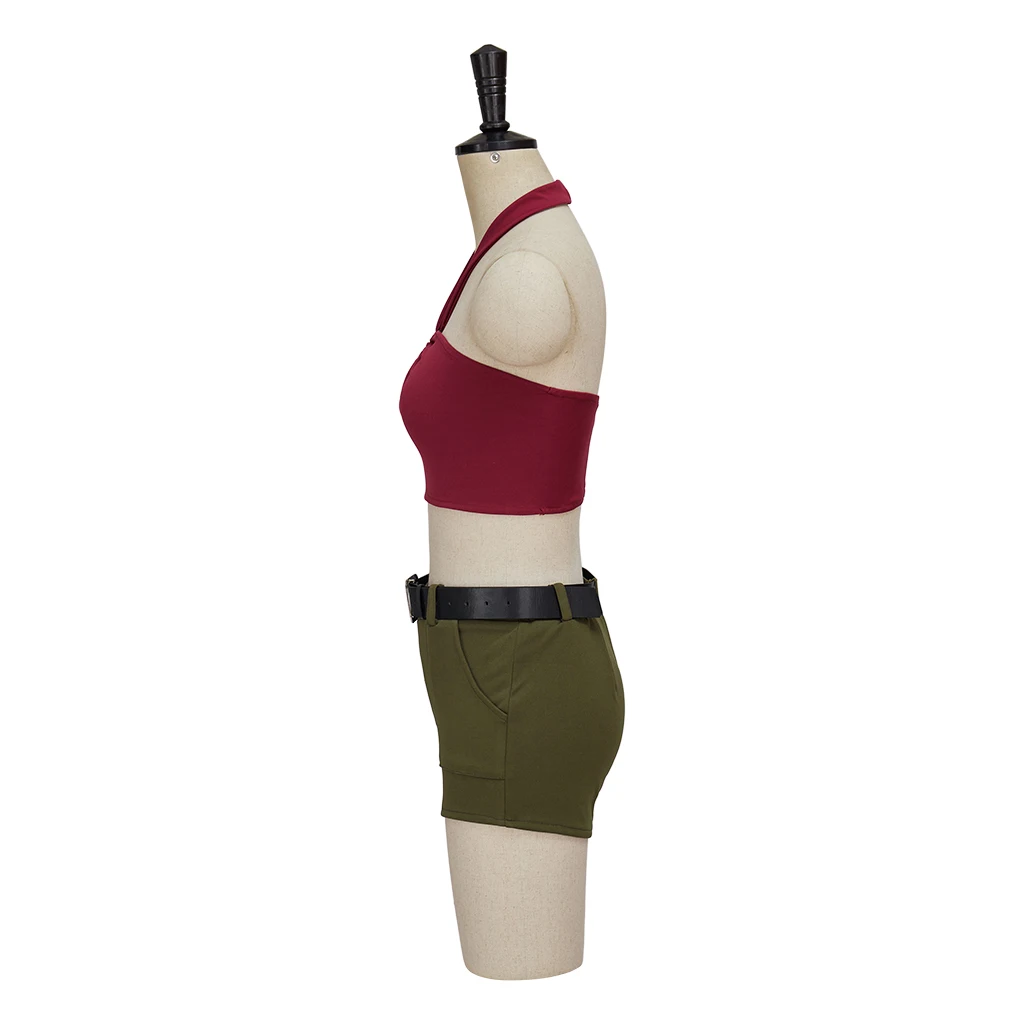 (En stock) Disfraz de Cosplay Total Drama Island Heather, Top Sexy con cuello Halter, Top corto con pantalones cortos, cinturón, conjunto completo de trajes de Halloween