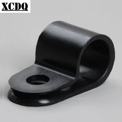 50pcs 100pcs Black P Style Mounting Clamp Bike Plastic Nylon R Shape Cable Clip Screw Fixed PC Board Wire Holder Cable Manager