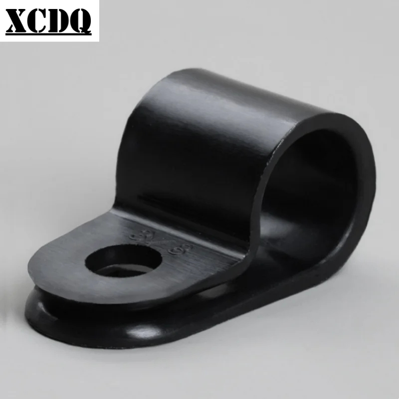 50pcs 100pcs Black P Style Mounting Clamp Bike Plastic Nylon R Shape Cable Clip Screw Fixed PC Board Wire Holder Cable Manager