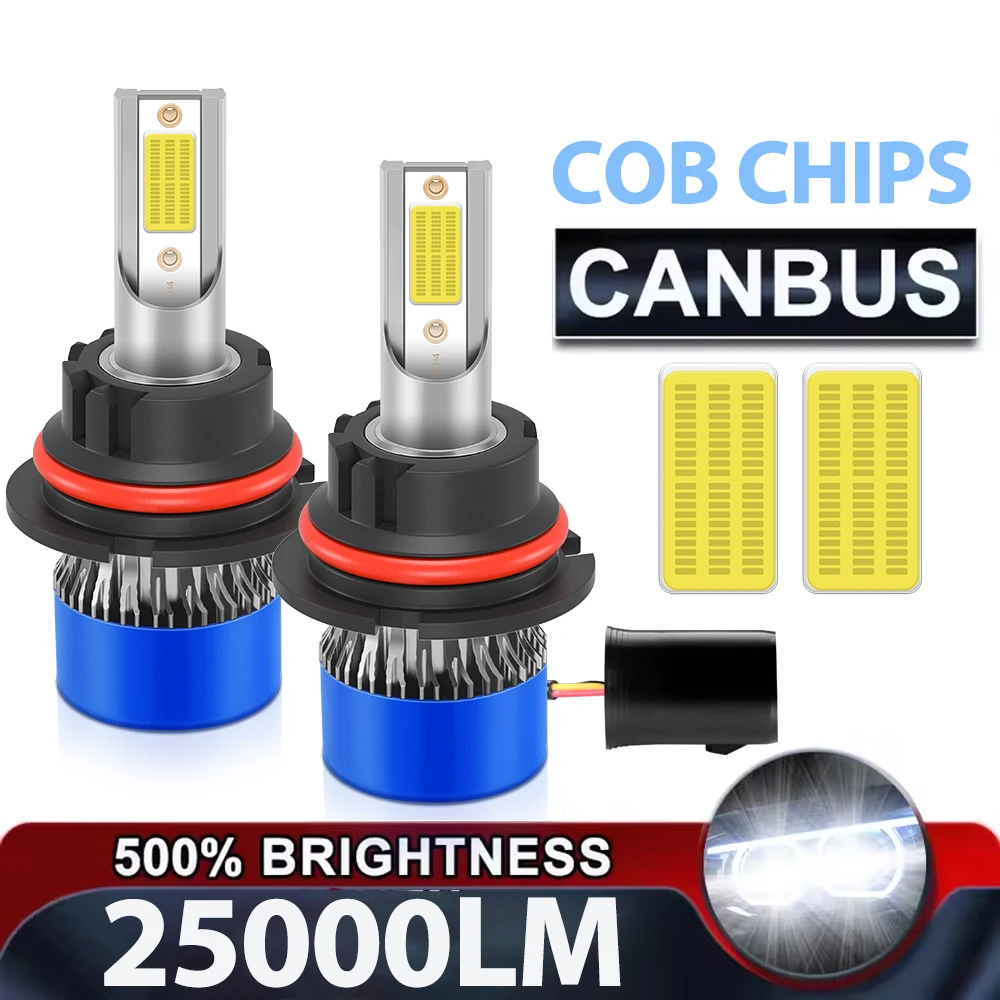

250 Вт 9007 светодиодные фары с охлаждающим турбовентилятором, фары 6500 К, белые супер яркие фары, COB ЧИПЫ, автолампы