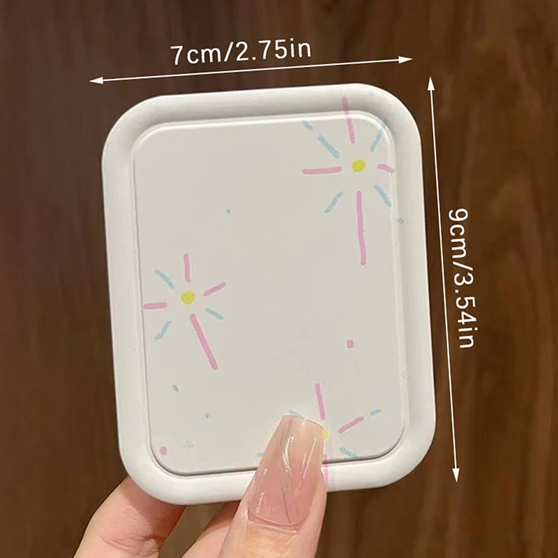 Fireworks Flip-Top Folding Makeup Mirror Portable Pocket Mirror Rectangle Cosmetic Mirror With Comb For Women Girls