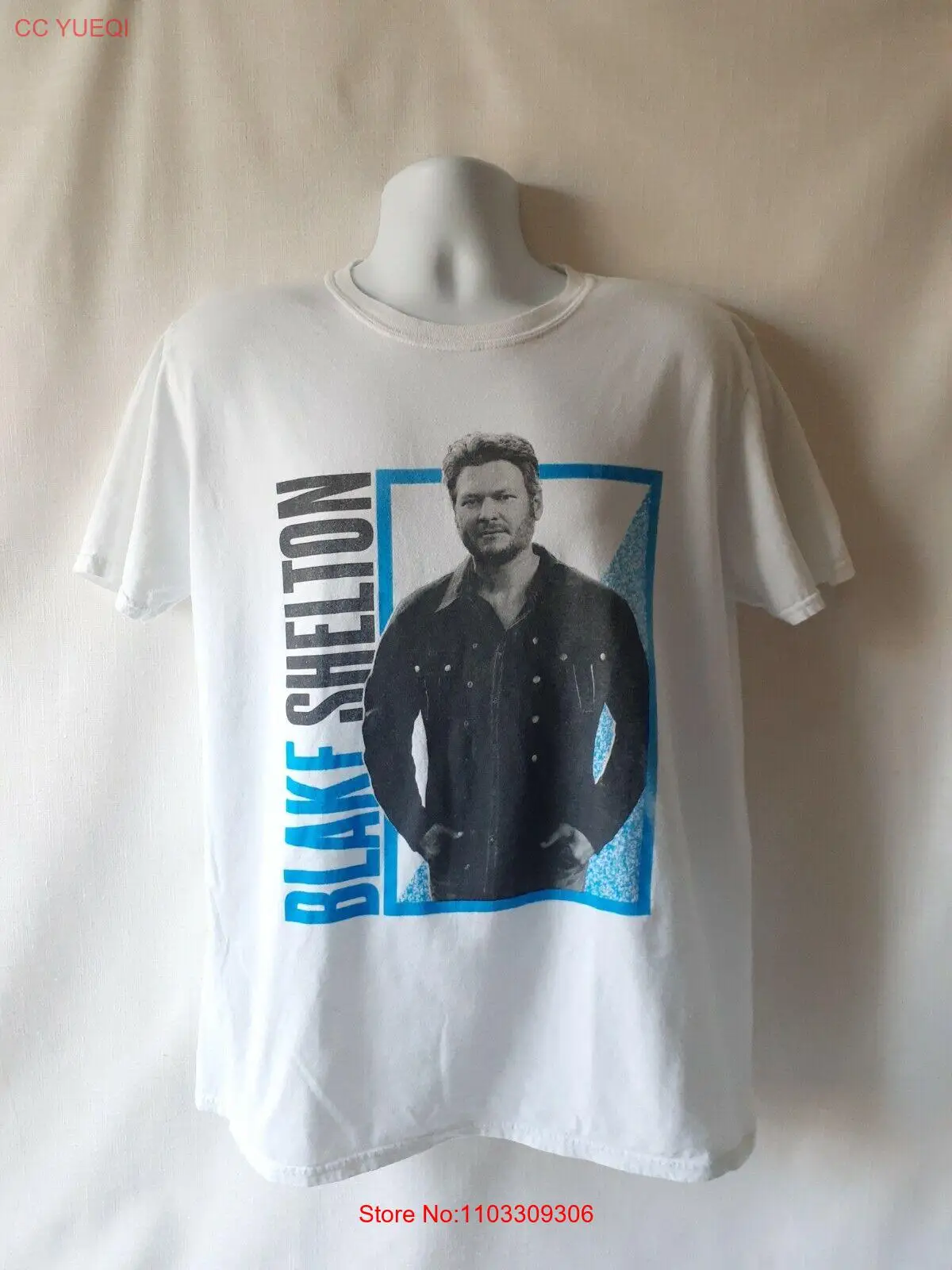 Мужская белая футболка с короткими рукавами и рисунком Blake Shelton, размер L