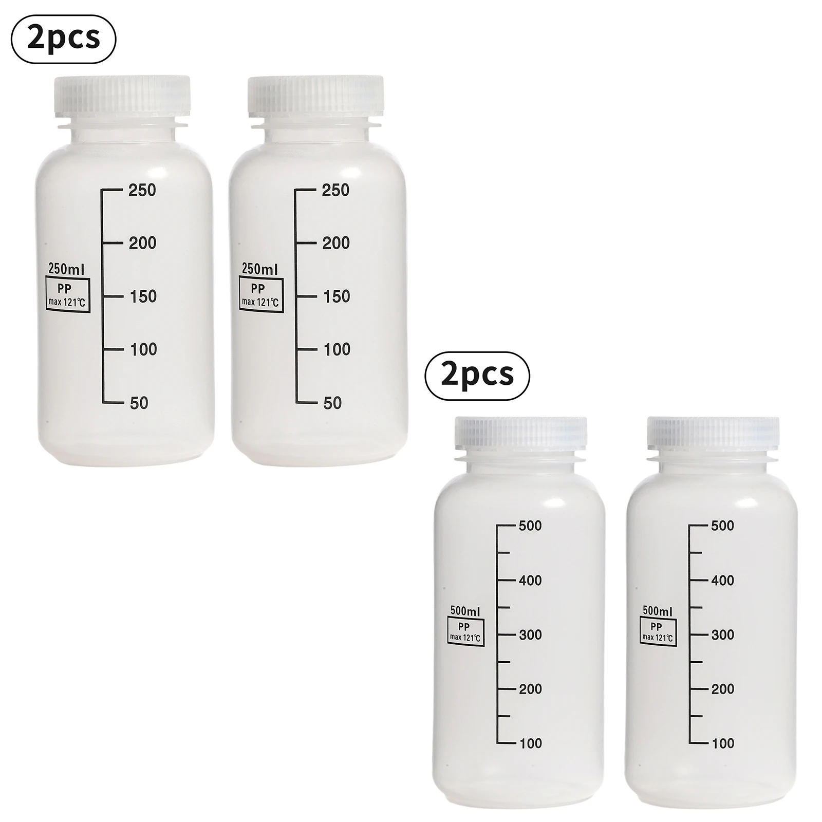 250/500ML Chemicals Reagent Bottle Transparent Plastic Laboratory Sample Bottles with Lid Empty Liquid Containers Refillable Jar