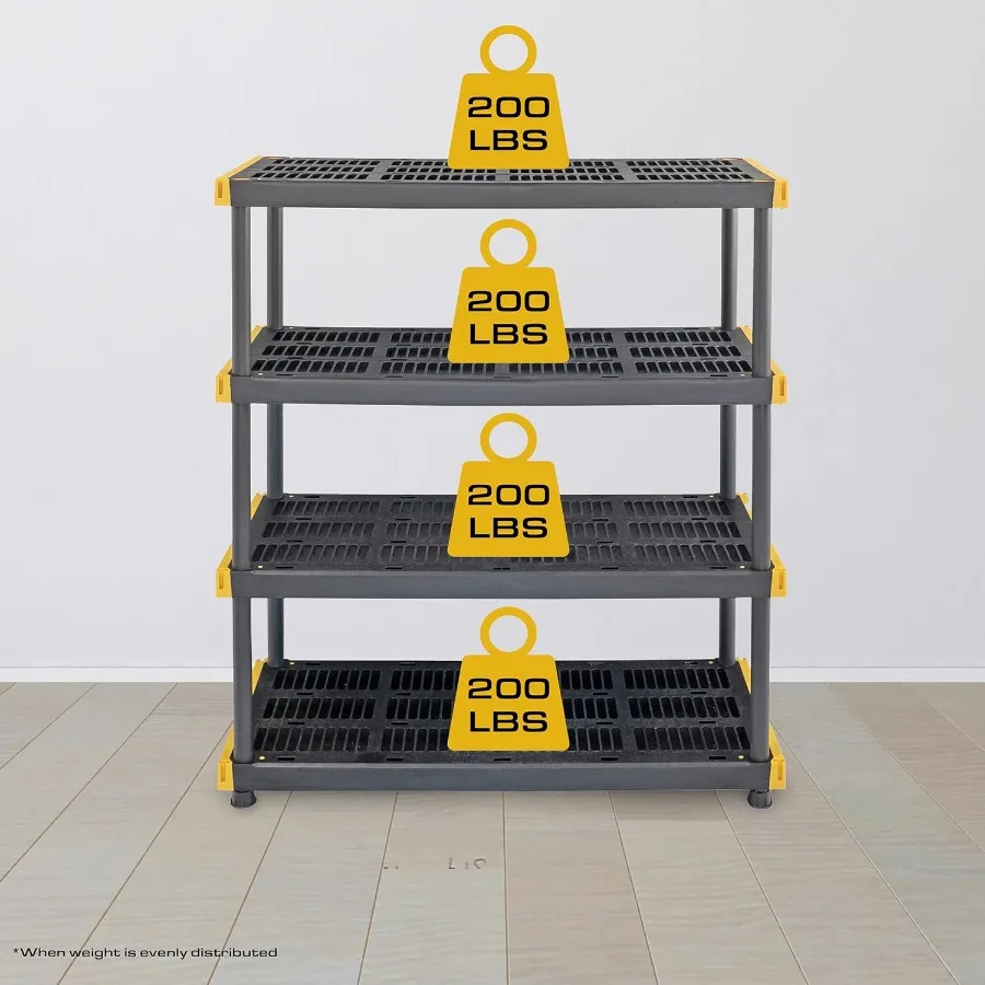 Black Yellow Shelving Unit with Heavy Duty Storage Containers Extremely Durable Shelf + 27 Gallon Container 8-Pack for Garage